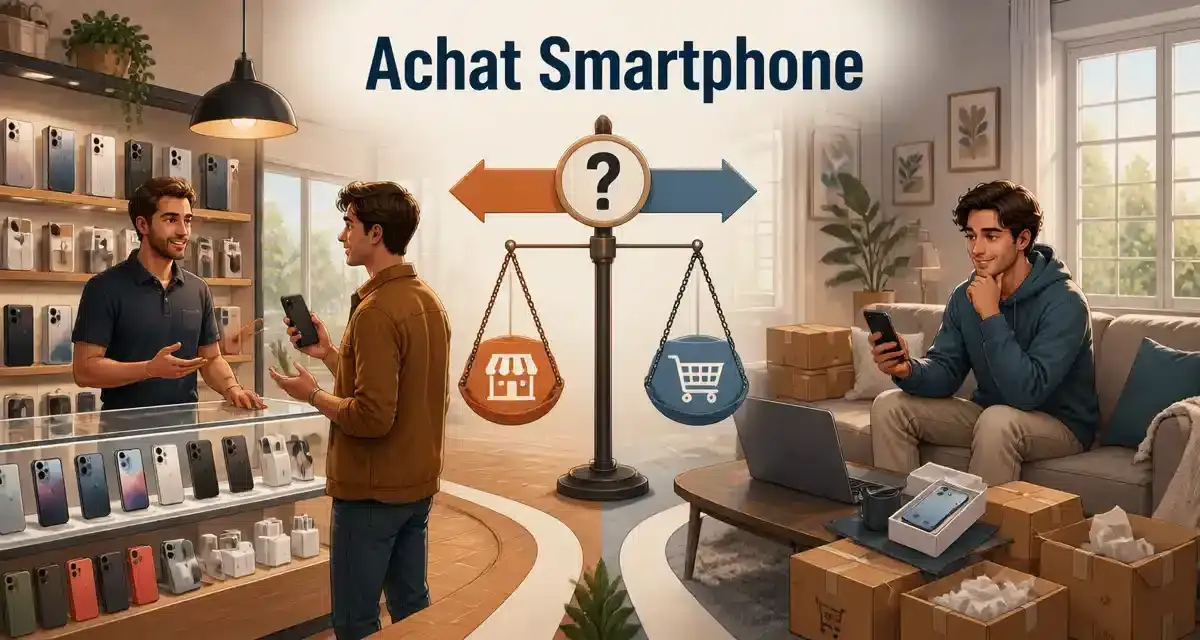 Comparaison d'achat de smartphones en magasin ou en ligne