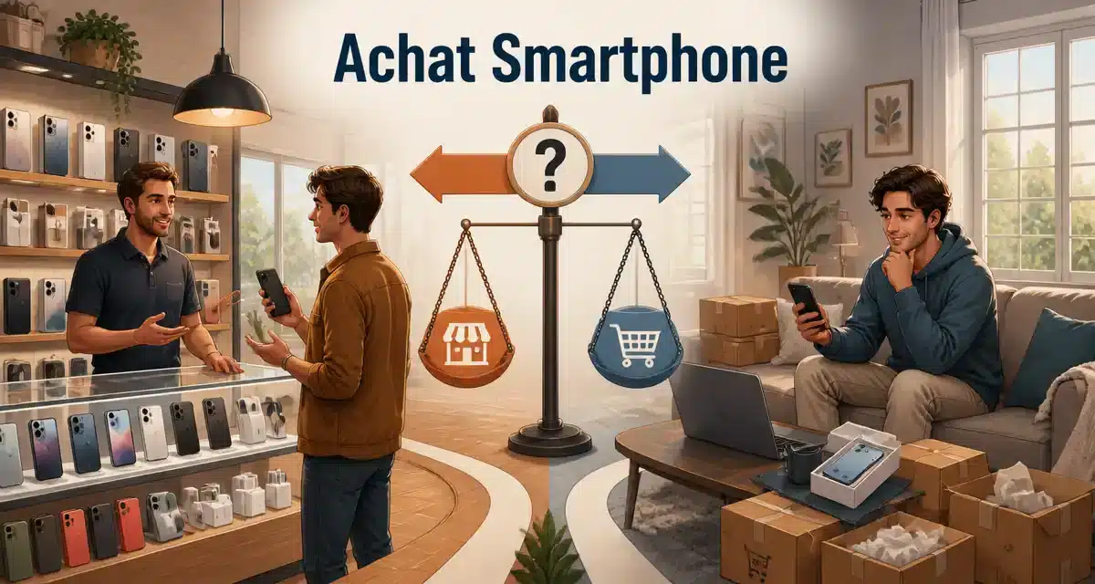 Comparaison d'achat de smartphones en magasin ou en ligne