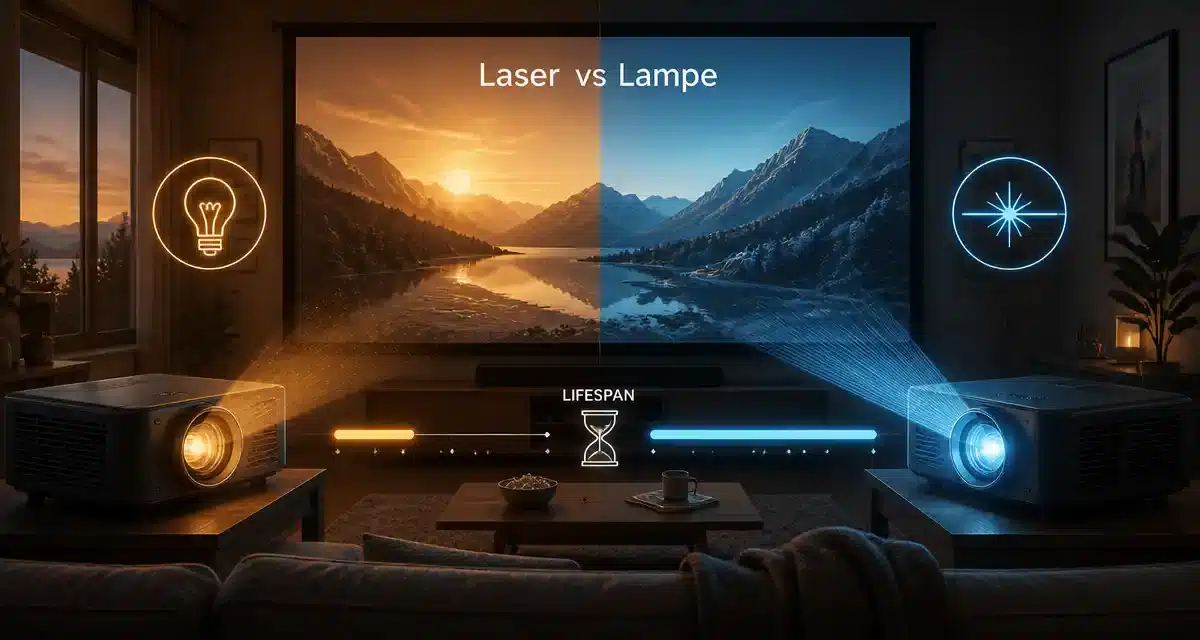 Comparaison entre projecteur laser et lampe