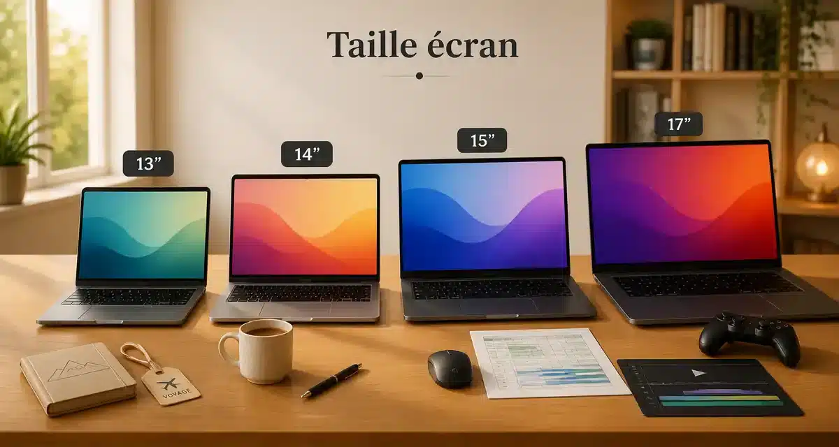 Comparaison des tailles d'écran de plusieurs ordinateurs.
