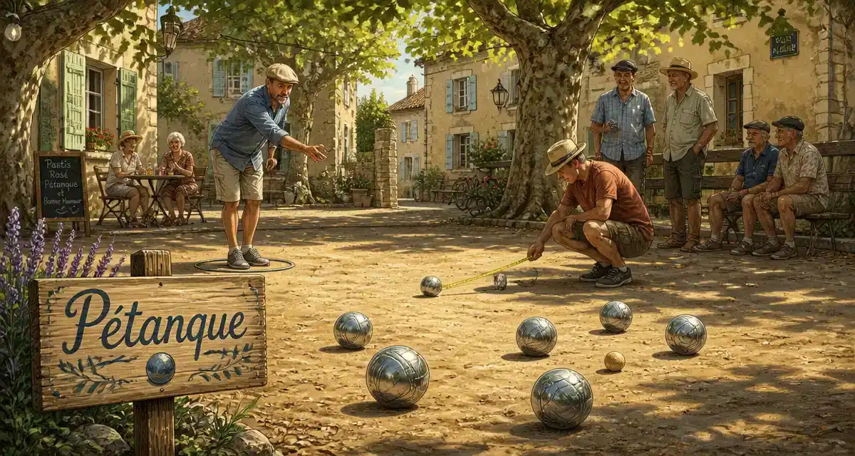Homme jouant à la pétanque en plein air
