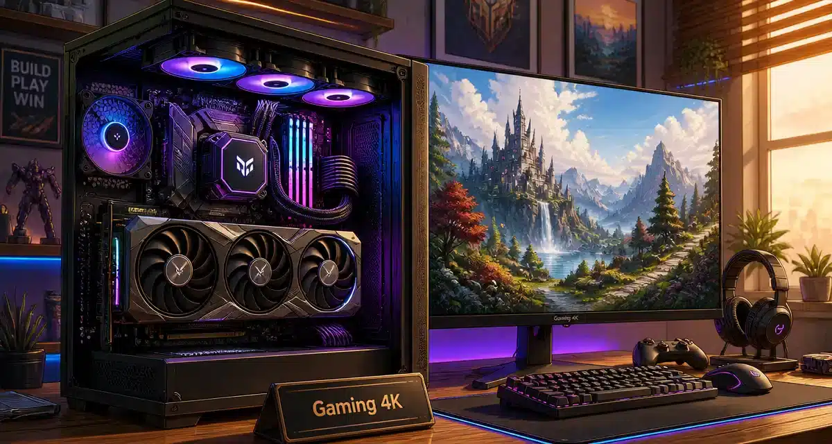 PC de jeu 4K avec écran et accessoires