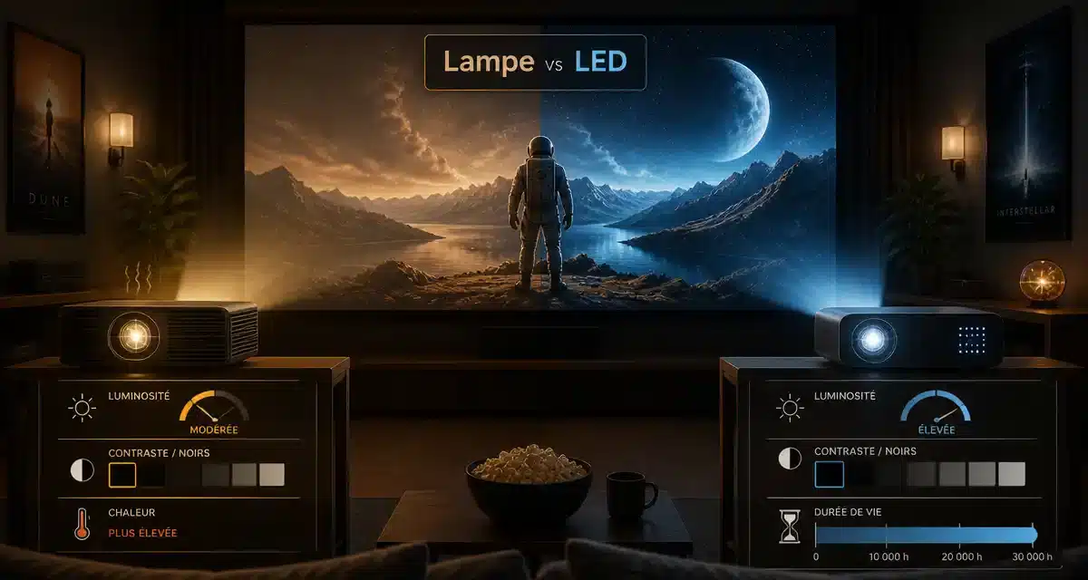 Comparaison entre lampe et projecteur LED.